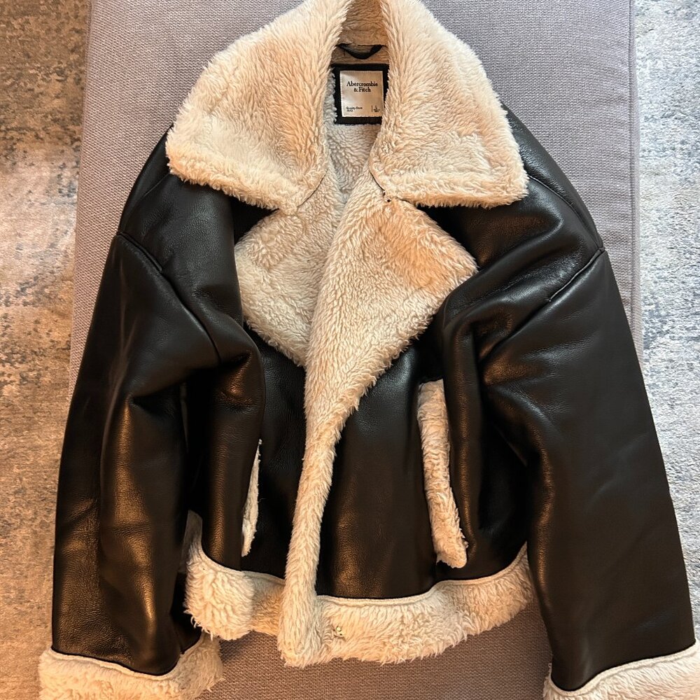 Oversized Sherpa Lined Jacket Vegan Leather